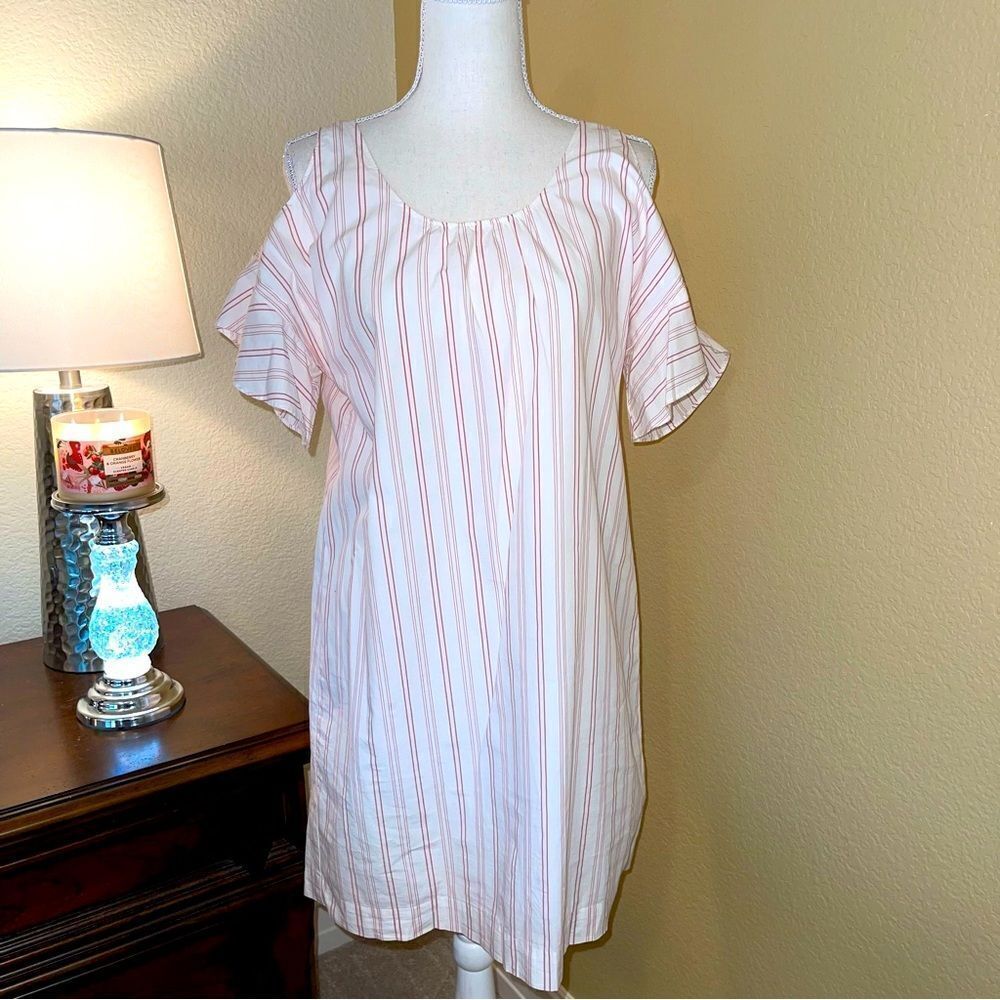 Madewell Striped Rose Bloom Cold Shoulder Dress Women's Size Small - Picture 4 of 5